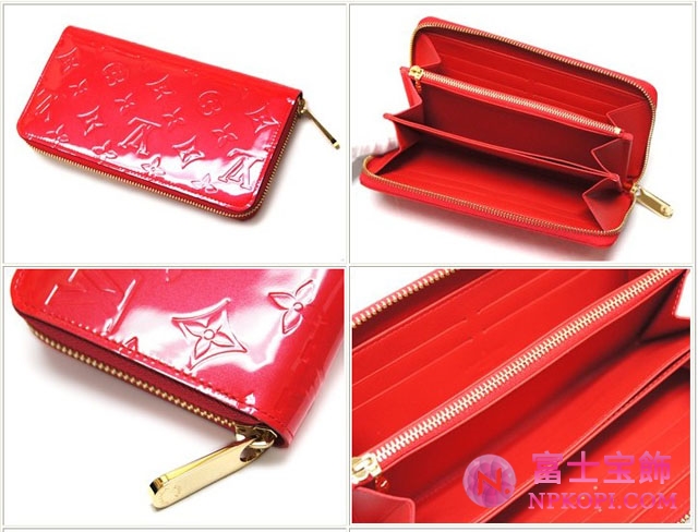 ルイヴィトン LOUISVUITTON ヴィトン ヴェルニ LV 財布 ラウンドジップ長財布 ジッピーウォレット ルージュグルナディーヌ M91732